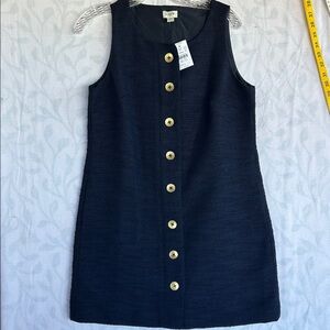 J. Crew Dark Blue Mini Dress with Gold Accents